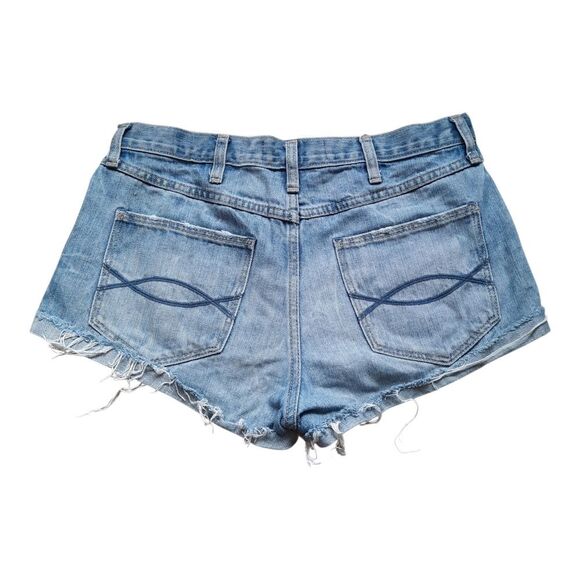 Abercrombie & Fitch Light Blue Distressed Jean Shorts - Picture 4 of 4